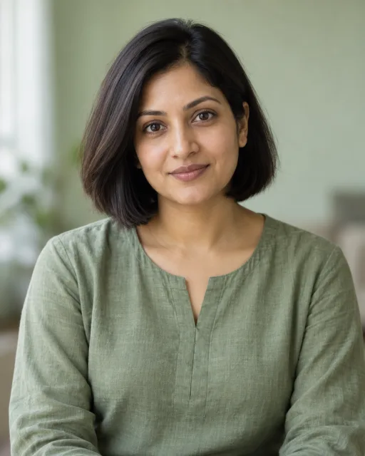 Illustrative portrait of Tara · Grounded Path, a fictional AI guide
