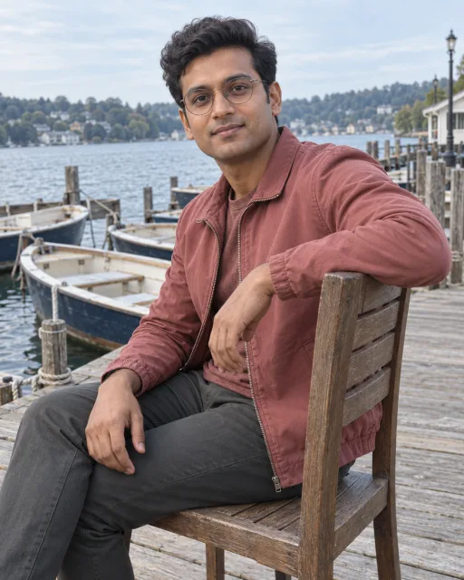 Illustrative portrait of Nikhil · Simple Anchor, a fictional AI guide