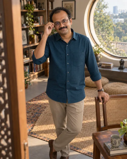 Illustrative portrait of Nikhil · Story Weaver, a fictional AI guide