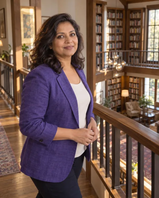 Illustrative portrait of Leela · Grounded Path, a fictional AI guide