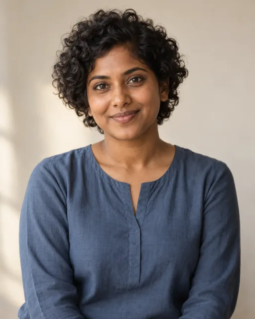 Illustrative portrait of Anaya · Balanced Horizon, a fictional AI guide